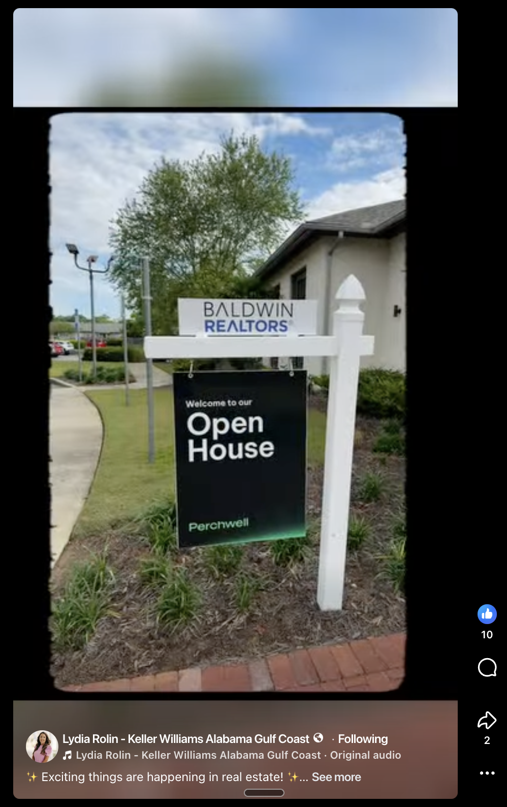 Keller Williams Alabama Gulf Coast — Perchwell open house sign